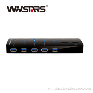 Super speed(5Gbps) usb 3.0 7 port hub with power adapter